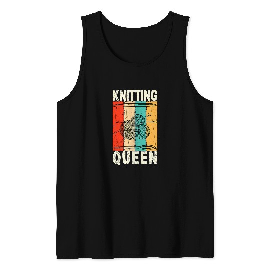 Knitting Yarnting Queen Crocheting Lover Funny Yarn Wool Pun Tank Tops