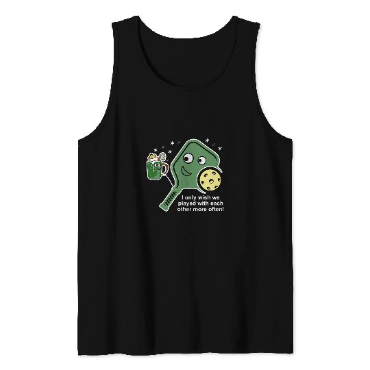 Cute Christmas Pickleball Paddle And With Cup Of Hot Cocoa Tank Tops