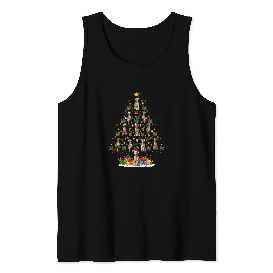 Dog Grayhound xmass Lights Santa Italian Greyhound Dog Christmas Tree 2 Tank Tops