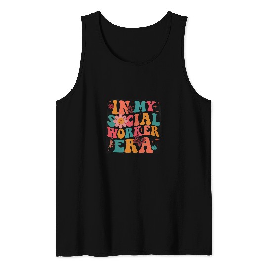 Retro In My Social Worker Era School Counselor Graduation Tank Tops