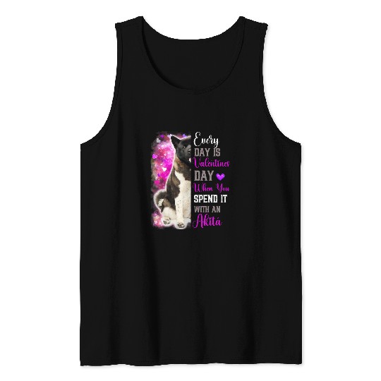 Dog Akita Womens Akita Mom Funny Valentines Day Dog Lovers Malamute Large Tank Tops