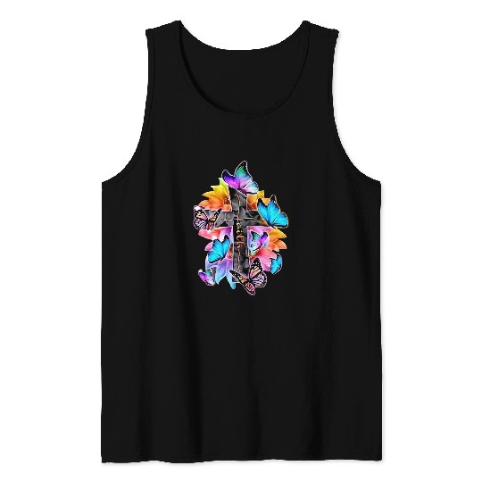 Christian Jesus Faith Butterfly Flower Catholic Christian Lover572 Christ Tank Tops