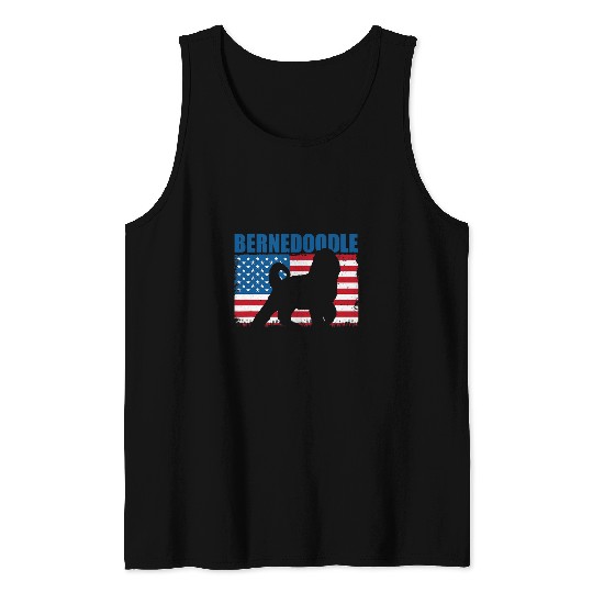 American Flag Bernedoodle Tank Tops