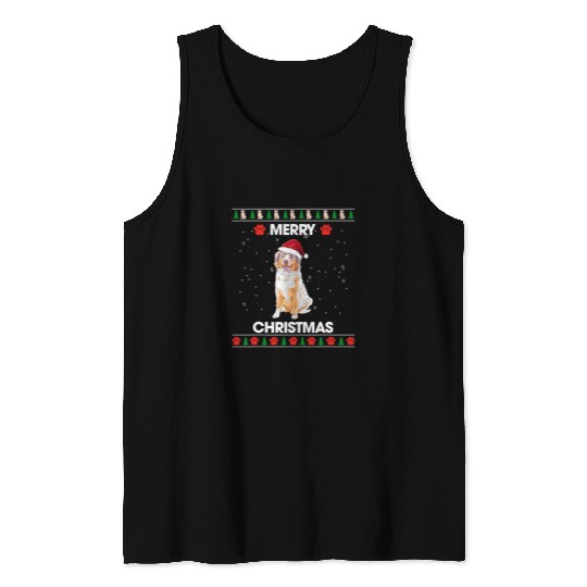 Australian Shepherd Christmas Santa Hat Dog Ugly Sweater Tank Tops
