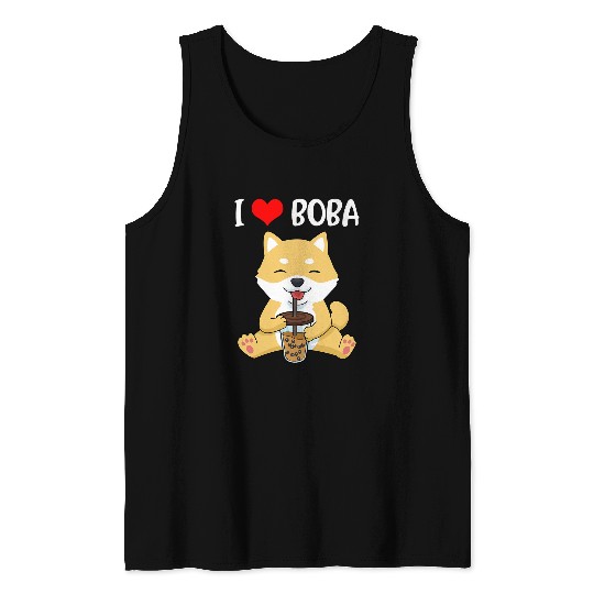 Dog Shiba Inu Bubble Tea Girls Kawaii Shiba Inu Women Boba Tea Tank Tops