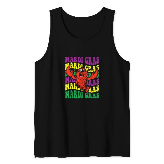 Crawfishs Mardi Gras Retro Mudbug carnivals Parade Cajun Party Tank Tops
