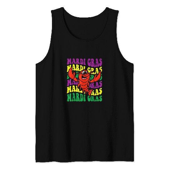 Crawfishs Mardi Gras Retro Mudbug carnivals Parade Cajun Party Tank Tops