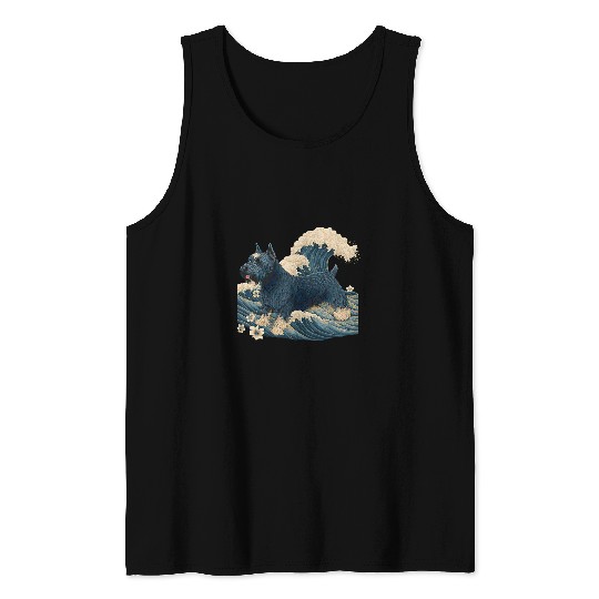 Dog Scottish Terrier Surrealism Japanese Painting Scottish Terrier dog 2 Tank Tops