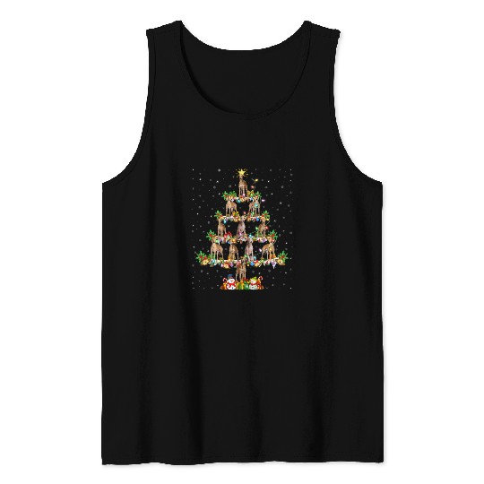 Dog Grayhound xmass Lighting Santa Italian Greyhound Dog Christmas Tree 3 Tank Tops