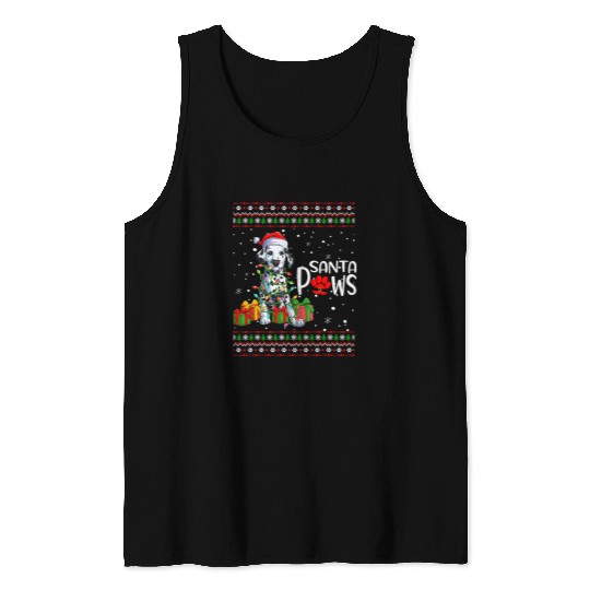 Dalmatian Santa Paws Christmas Dalmatian xmass buffalo plaids Red 41 Dog Lover Dalmatians Dog Tank Tops