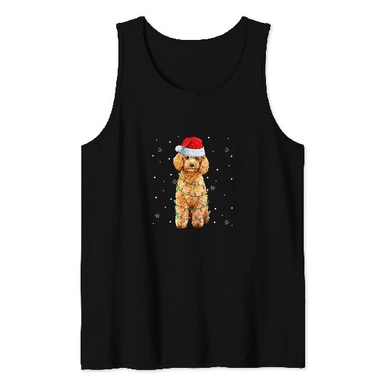 Dog Goldendoodle Santa Goldendoodle Dog xmass Tree Light Merry Christmas Boys Tank Tops