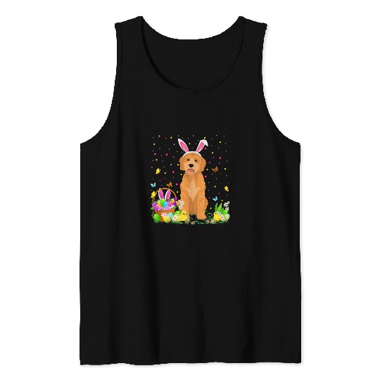 Dog Goldendoodle Funny Easter Egg Hunting Goldendoodle Dog Easter Sunday Tank Tops