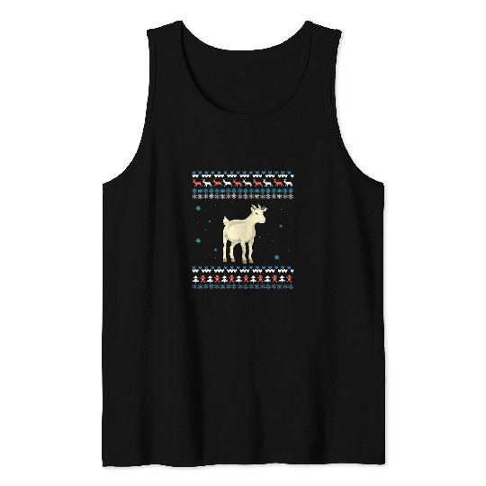 Funny Goats Ugly Christmas Farm Animal Lover Farmer Merry xmass Goats 405 Tank Tops