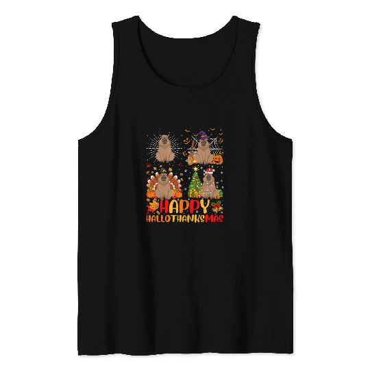 capybaras Lover Halloween Thanksgiving Christmas capybaras Hallothanksmas Tank Tops