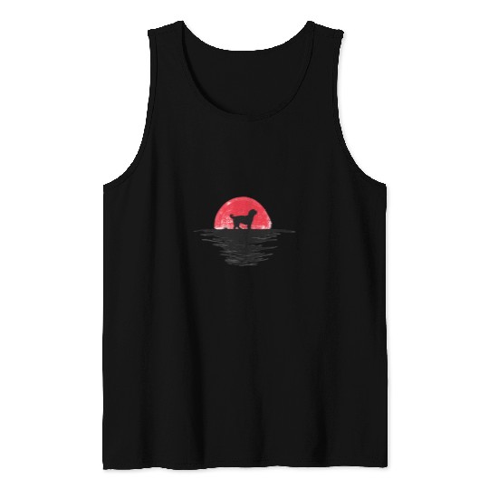 Bernedoodle Japanese Sunset Retro Dog Red Tank Tops