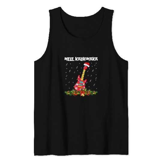 Guitarist Hawaiian Mele Kalikimaka Ukulele Guitar Christmas Ukulele 1 Guitar Tank Tops