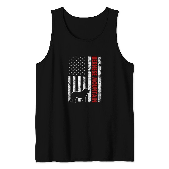 Distressed American Flag Bernese Mountain Dog Patriotic Tank Tops