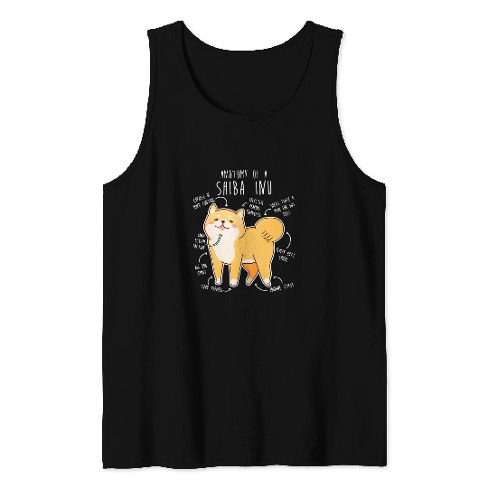 Dog Shiba Inu Anatomy Funny Pet Red Shibe Mom Cute Doge Dad 2 Tank Tops