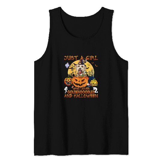 Dog Goldendoodle Just a Girl who loves Goldendoodle and Halloween 2 Tank Tops