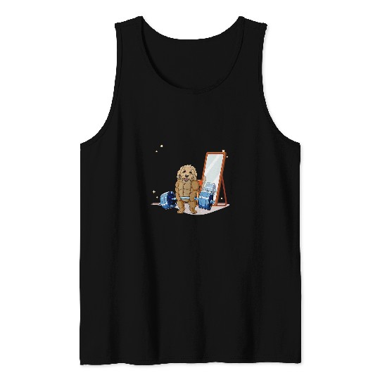 Dog Goldendoodle Weightlifting Deadlift Men Fitness Gym Tank Tops