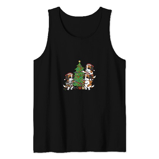 Dog Saint Bernard Christmas Tree Saint Bernard Dog Tank Tops