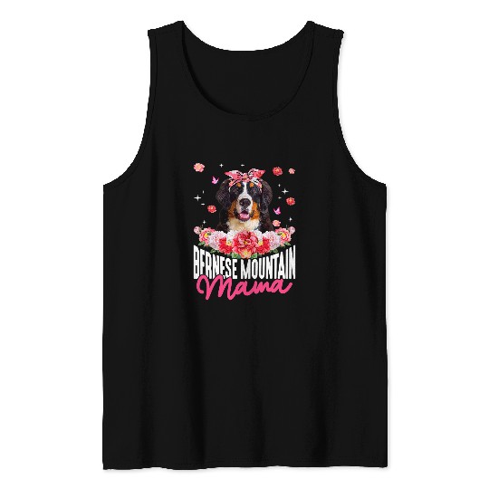 Bernese Mountain Mama Flower Bandana Dog Lover Mothers Day Tank Tops