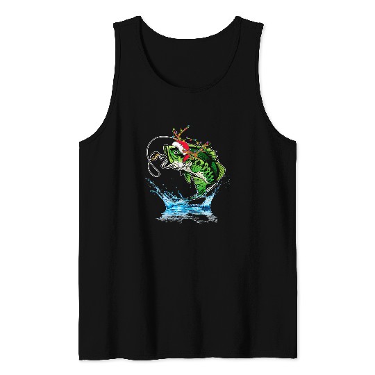 Fishing Funny Fishing Christmas Merry Fishmas Ugly Pajama Fisher432 Fisher Tank Tops