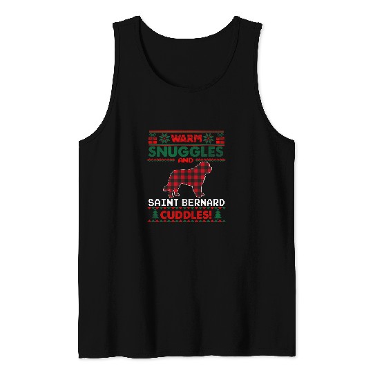 Dog Saint Bernard Christmas Pajama Ugly Christmas Sweater Tank Tops