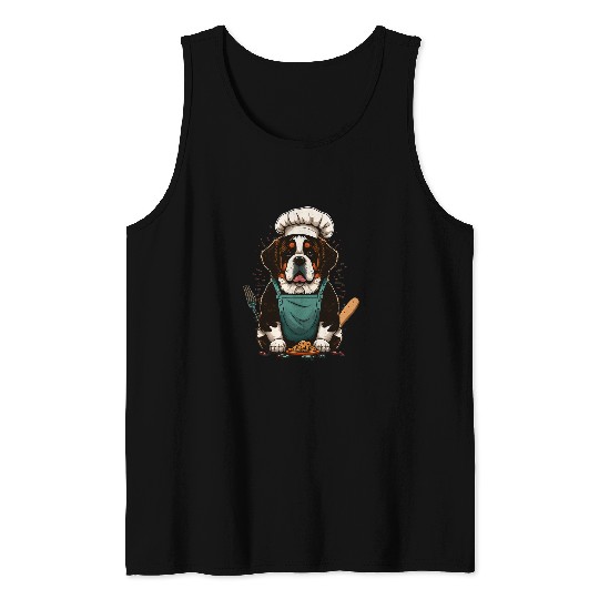 Dog Saint Bernard Cooking Saint Bernard Restaurant cook on Saint Bernard chef Tank Tops