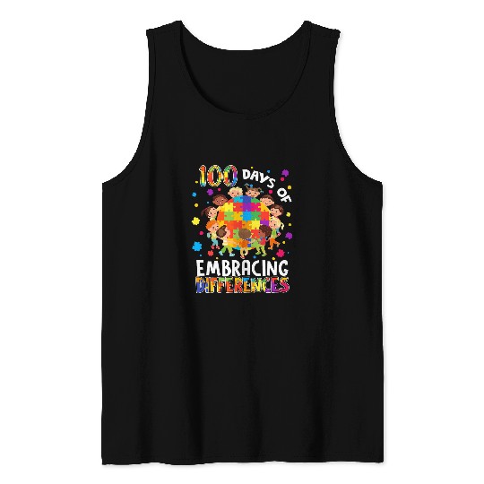 Autism 100 Days Of Embracing Differences Sped Teacher Autism Kids Neurodiverse Tank Tops