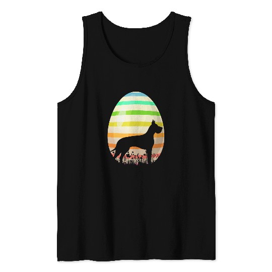 Dog Great Dane Funny Easter Egg Lover vintages Style Great Dane Dog Easter Tank Tops