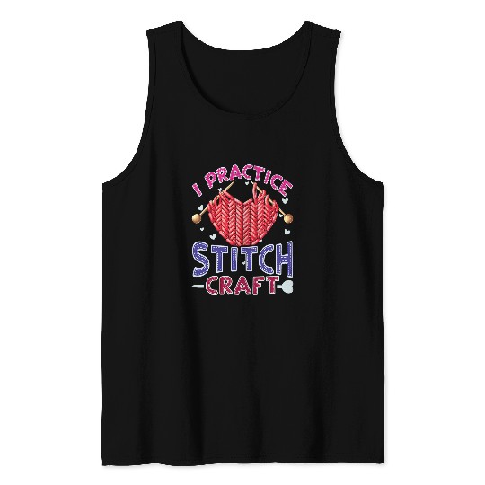 Knitting Yarnting Lover Craft Quilting Sewing Fabrics Cross Stitch Tank Tops