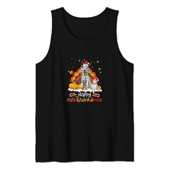 Dalmatian HalloThanksMas Halloween Thanksgiving Christmas Dalmatian 32 Dalmatians Dog Tank Tops