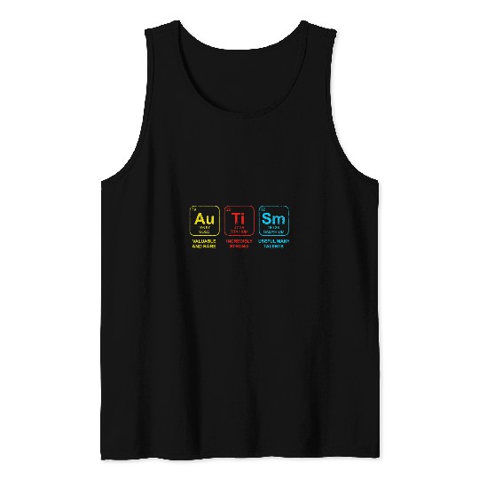 Autism Awareness Women Men Kids Elements Periodic Table ASD Neurodiverse Tank Tops