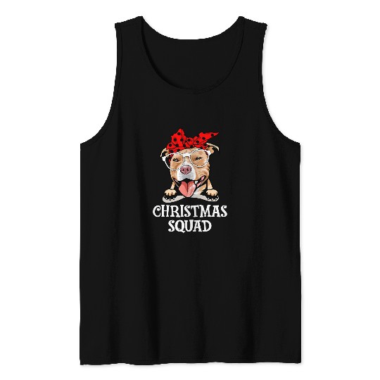 Bully Christmas Squad Christmas Pajama Pitbull Love buffalo plaids 259 Pitbull Dog Tank Tops