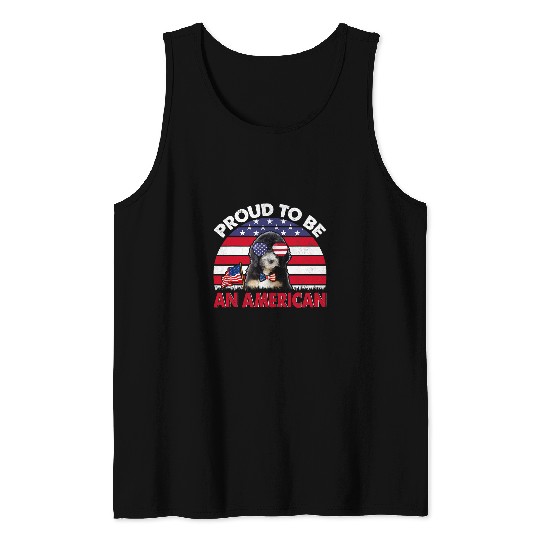 Bernedoodle American Proud Funny American Flag Cute Dog Tank Tops