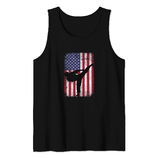 Karate American Usa flag bushido full martial arts contact Tank Tops