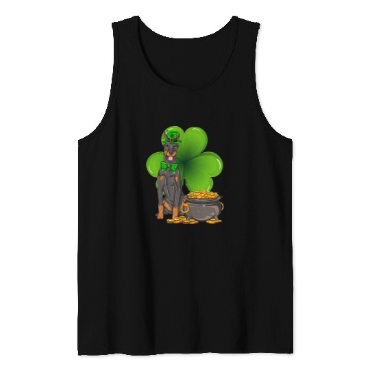 Dog Doberman St Patricks Day doberman pinscher Shamrock Pet Dog Lover Tank Tops