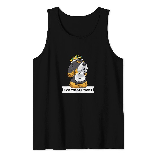 Bernedoodle Dog With Crown Stubborn Tank Tops