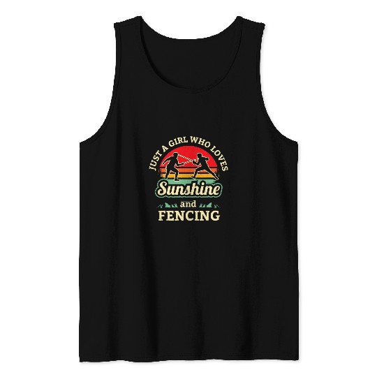 Fencing sunshine girl retro style Tank Tops