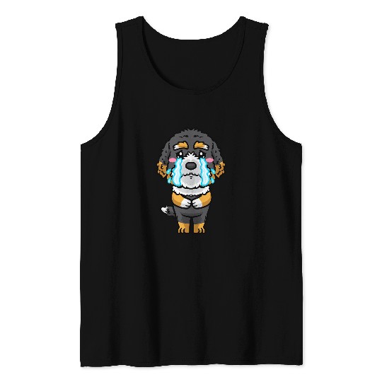 Bernedoodle Dog Sad Crying Emoticon Tank Tops