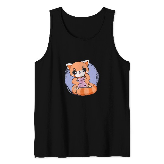 Funny Bear Pastel Goth Red Panda With Baby Teddy Bear Toy Cute Chibi Cute Bears Tank Tops