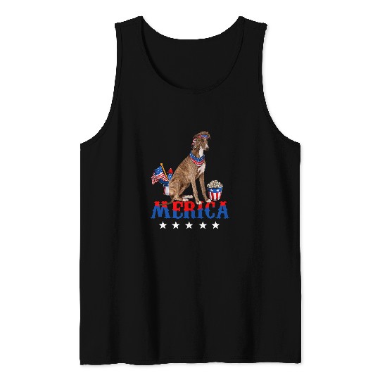 Dog Grayhound Merica Greyhound 4th of July Men Women USA Flag Patriotic Tank Tops
