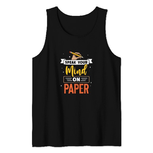 Speak Your Mind On Paper Journal Writing Diary Journaling Tank Tops