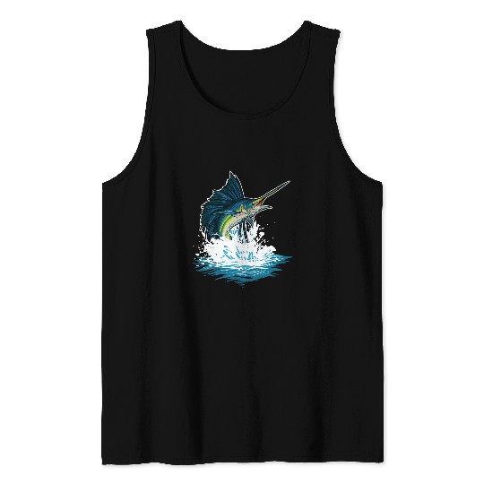 Fishing Deep Sea Fishing swords Fish Fisher Tank Tops