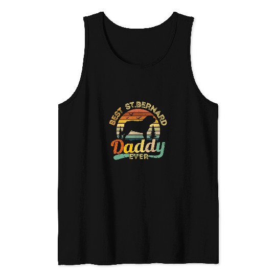 Dog Saint Bernard Dad bests Daddy Dog Lover Retro vintages Gift Tank Tops