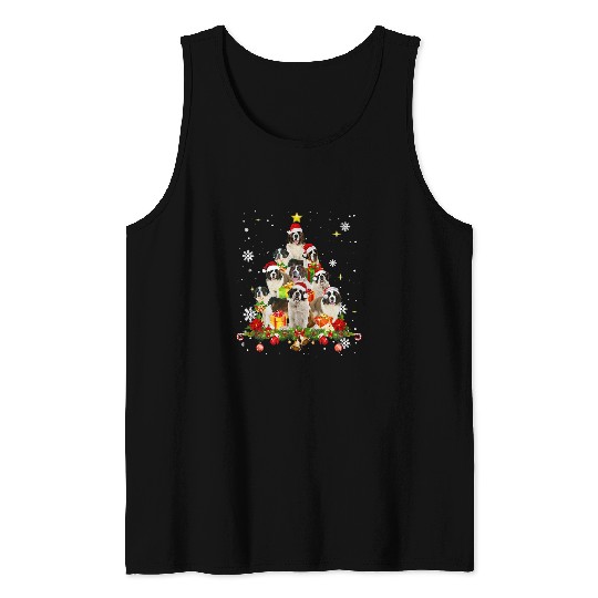 Dog Saint Bernard Christmas Tree Funny Christmas Dog Owner 2 Tank Tops