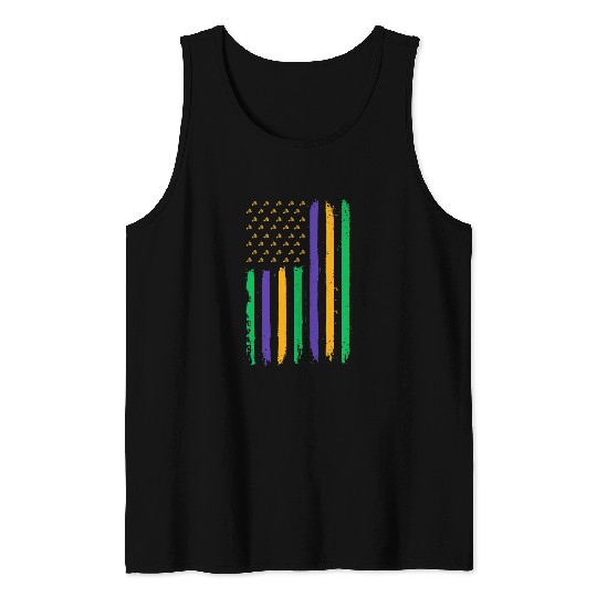 US Mardi Gras American Flag Badminton Celebration Gift Tank Tops