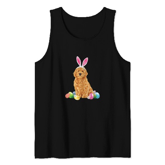 Dog Goldendoodle Easter Day Bunny Eggs Easter Costume Boys Girl Tank Tops