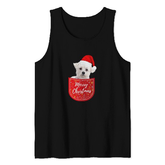 Dog Maltese Christmas Dog In Your Pocket Tank Tops